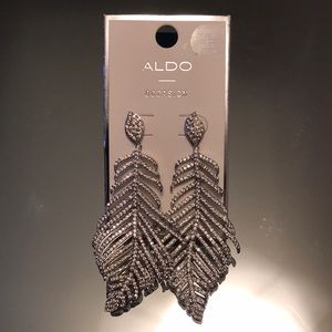 Aldo Occasion Cubic Zirconia 2.5” Feather Earrings